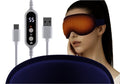 Masque yeux chauffant LUMIVA porté, compresse chaude 55°C et contrôleur USB-C