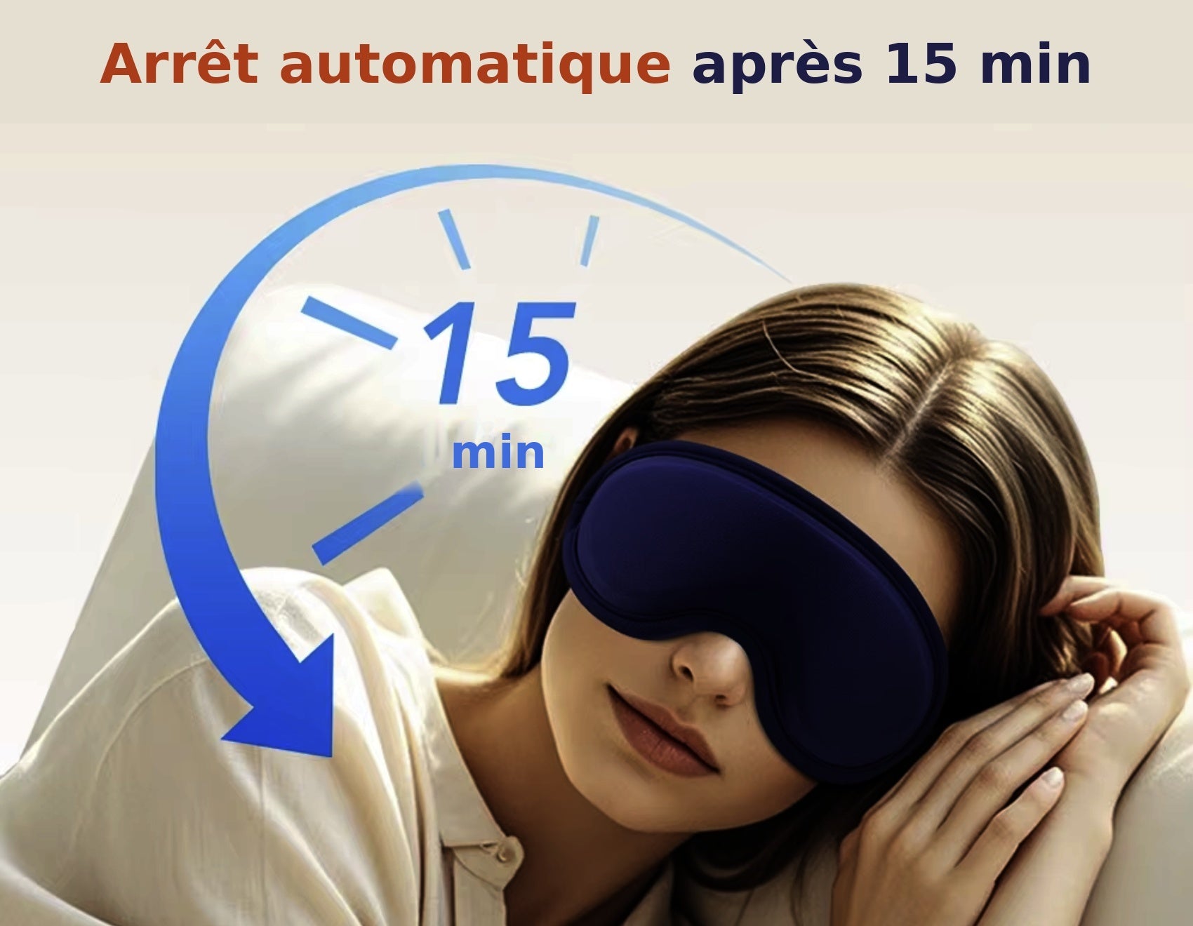 Masque yeux LUMIVA avec arrêt automatique après 15 minutes pour s'endormir