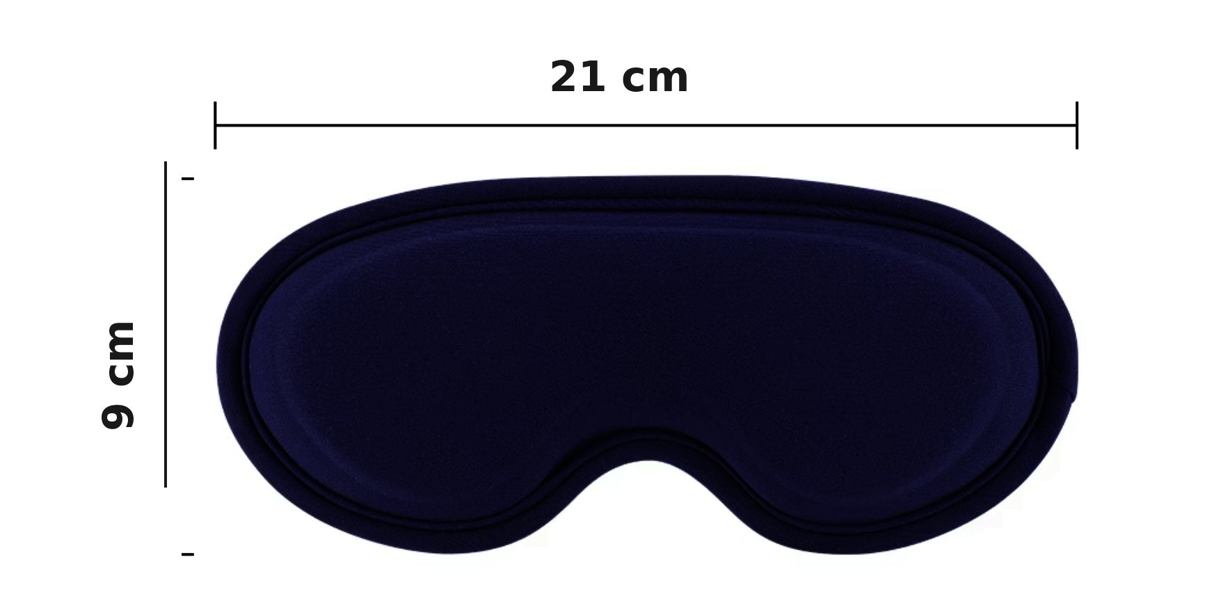 Dimensions du masque yeux LUMIVA : 21 cm de large et 9 cm de haut